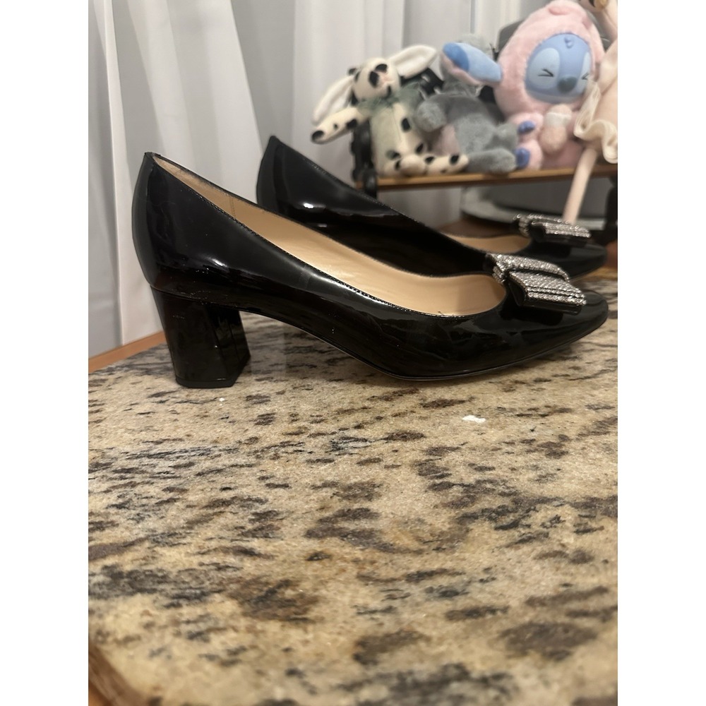 Kate Spade Dinah Bow Rhinestone Square Toe Block Heel. Party Shoes - Picture 7 of 11